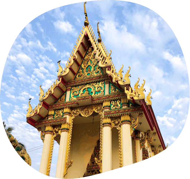 View of the ornate and meditative temple near The Better Life Place Rehab in Thailand.