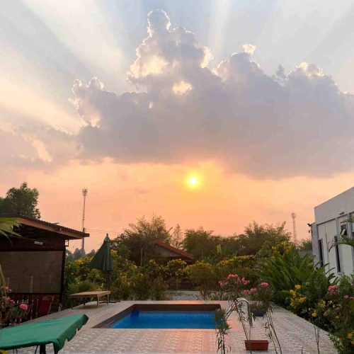 Sunset at The Better Life Place Rehab in Thailand.